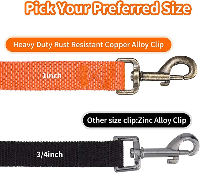HIKISS Long Dog Leash Obedience Recall Training Agility Lead with Thickening Material for Large Dog - 15ft 20ft 30ft 50ft 100ft Training Leash(Orange 50ft)
