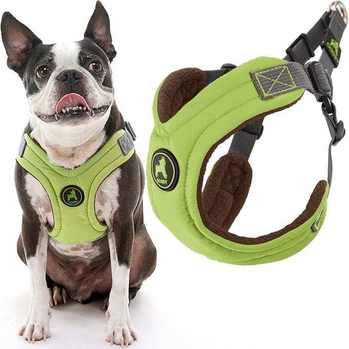 Gooby, Medium Green Memory Foam Escape Free Harness with 4-Point Adjustment for Small Dogs