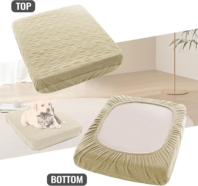 Nanbowang Waterproof Dog Bed, Washable Pet Pillow Cover, Quilted, Easy to Remove - Lovely Puppy/Cat Bed (35x44x6, Beige)