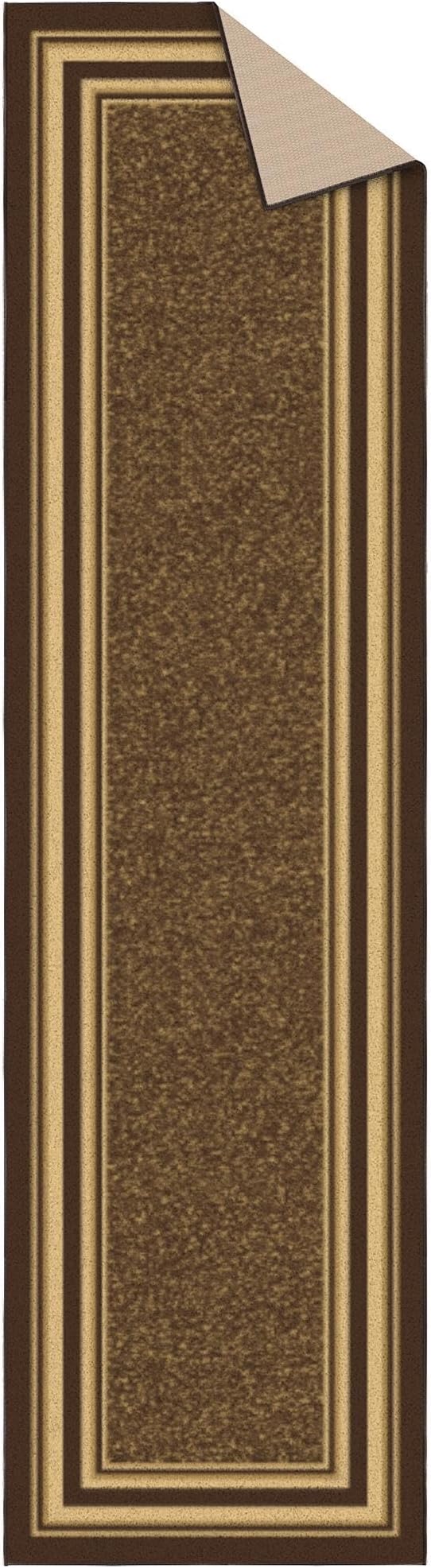 Ottomanson Hallway Runner Rug 2'7" x 9'6" Non Slip Border Area Rugs Easy to Clean Laundry Rug Runner Durable & Pet Friendly Floor Carpet Runners for Hallways Entryway Living Room Kitchen, Brown
