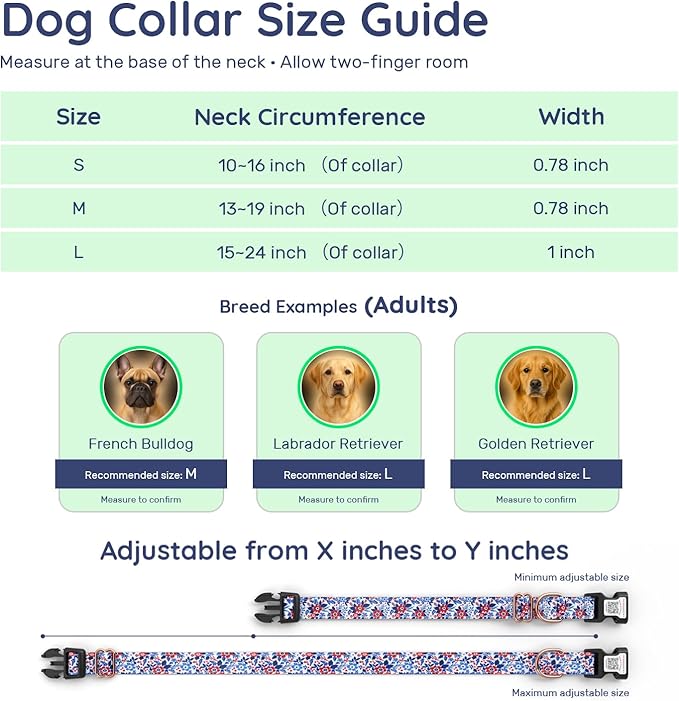WhoseID Airtag Dog Collar,with Waterproof airtag Holder竊똎riginal Stylish Cute Pattern Design.QR Code ID Buckle竊똂omfortable Soft Cotton for Small Medium Large Dogs