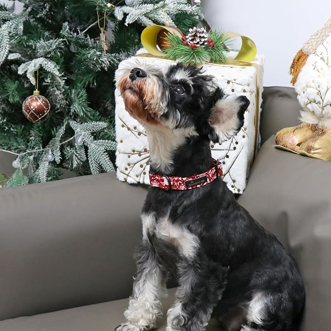 ARING PET Christmas Dog Collar, Cute Red Reindeer Cotton Lightweight Xmas Pet Collars for Puppy Small Medium Large Dogs-M