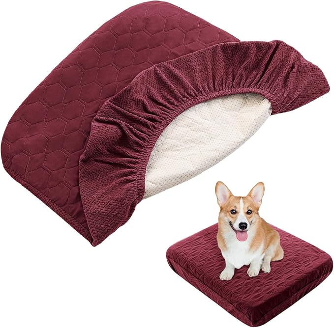 Nanbowang Waterproof Dog/Pillow Quilted Pet Bed Cover - Washable, Easy to Remove, Lovely Puppy/Cat Bed 32x40 Burgundy