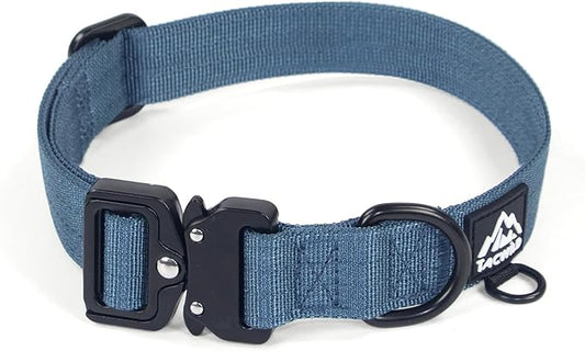 Dog Collar for Large Dogs - Adjustable, Chew Proof Nylon Collar with Metal Quick Release Buckle and D-Ring for Dog Tags (Haze Blue)