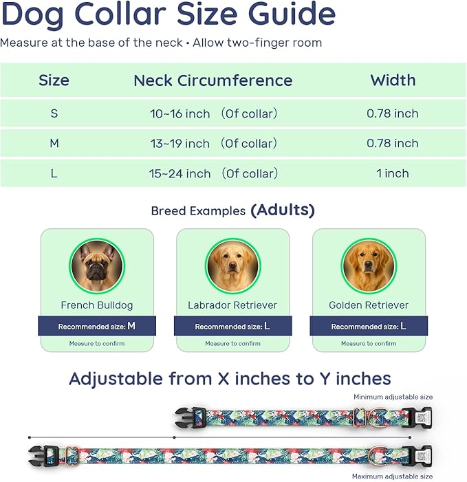 WhoseID Airtag Dog Collar,with Waterproof airtag Holder竊똎riginal Stylish Cute Pattern Design.QR Code ID Buckle竊똂omfortable Soft Cotton for Small Medium Large Dogs