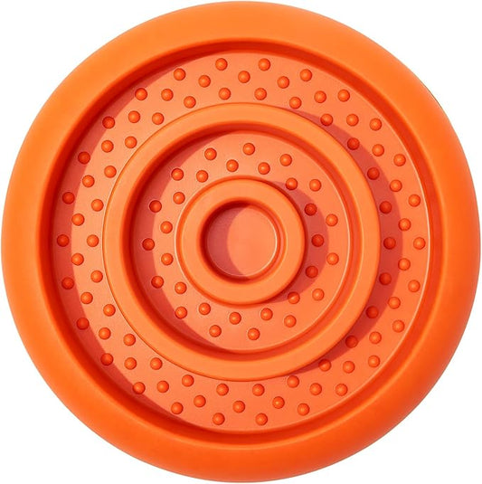 Slow Feeder Lick Mat for Dogs - Keep Them Busy - Natural Rubber Dog Frozen Treat Toys - Durable Interactive Enrichment Toys - Licking Dish for Dog De-Stressing, Orange