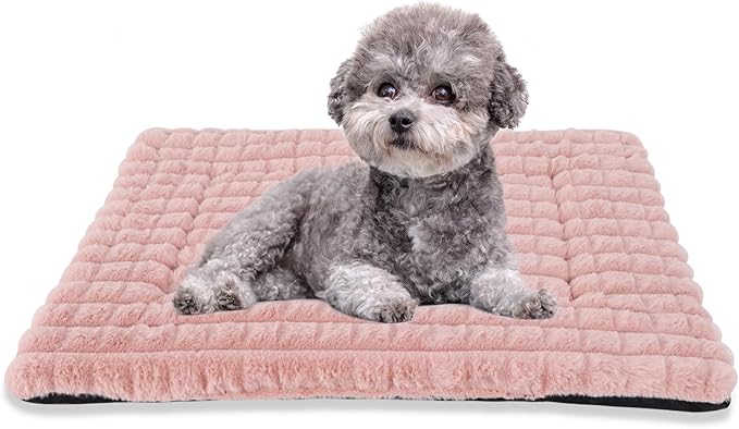 BVAGSS Dog Bed Washable Crate Mattress,Anti-Slip Memory Foam Soft Warm Pet Cushion for Small Medium Dogs, Calming Fluffy Sleeping Kennel Pad XH082 (30''x20'',Pink)
