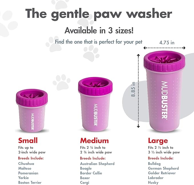 Dexas MudBuster Portable Large Dog Paw Cleaner, Fuchsia - Premium Pet Supplies and Accessories