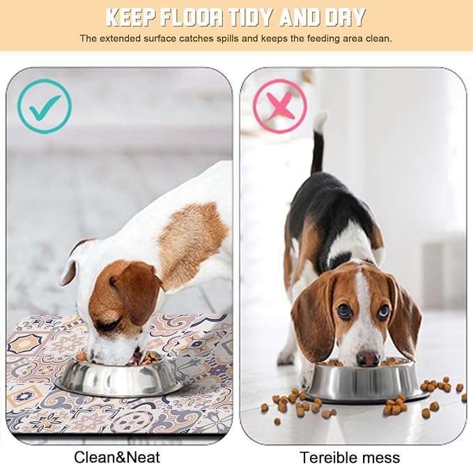 Dog Food Mat for Floors Waterproof Quick Dry Pet Placemat Cat Feeding Bowls Mats for Food and Water, Eco-Friendly Dog Accessories Diatomite Pets Supplies 12" X 20"