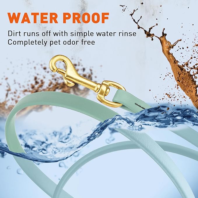 Viper Biothane K9 Working Dog Leash Waterproof Lead for Tracking Training Schutzhund Odor-Proof Long Line with Solid Brass Snap for Puppy Medium and Large Dogs, 33ft Sage Green