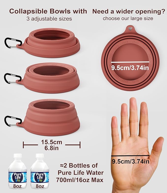 OHMO Spill Proof Collapsible Dog Water Bowl 24oz for Cars, No Splash Portable Bowls for Dog Travel, Pet Essentials for Road Trips, Cat Travel Accessories