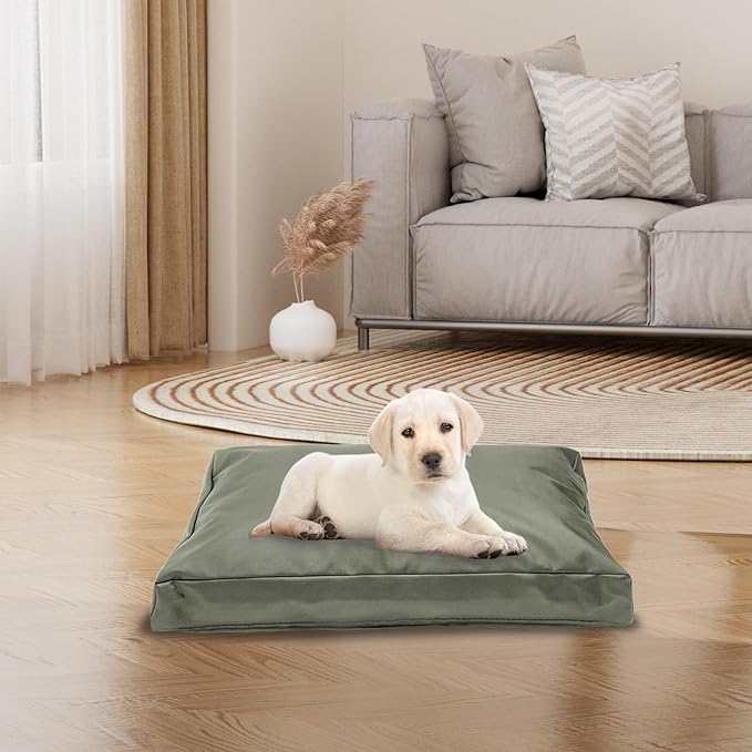 Replacement Dog Bed Cover,Heavy Duty Waterproof Removable 54" L x 44" W x 4" H Reusable Dog Bed Covers with Zipper.Grey Green,Cover Only
