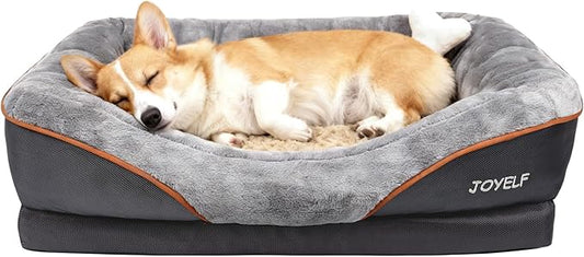 JOYELF Medium Memory Foam Dog Bed Orthopedic Dog Bed & Sofa with Removable Washable Cover and Squeaker Toy as Gift