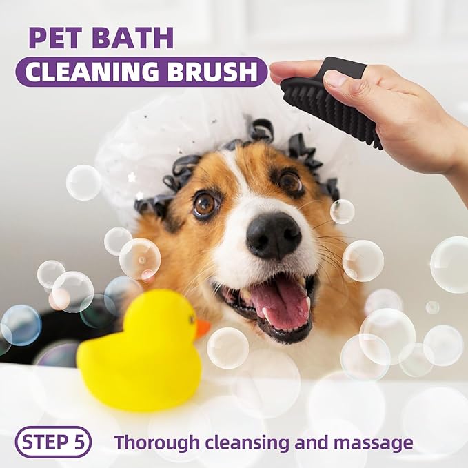 Dog Brush for Shedding, 7 PCS Dog Grooming Brush Kit Including Undercoat Rake, Slicker Brush, Dematting Comb, Nail Clipper, Bath Brush for Long & Short Haired Dogs, Cats - Purple