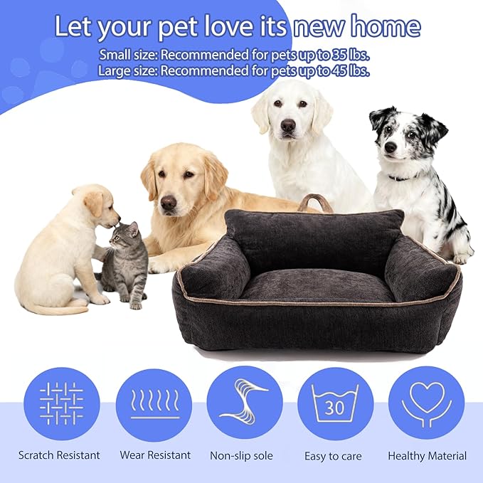 Orthopedic Dog Bed with Memory Foam, Washable Plush Pet Bed for Small, Medium & Large Dogs, Cozy Bolster Crate Dog Bed for Joint Support & Comfort.(Black)