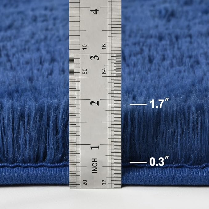 Large Shag Area Rugs 6 x 9, Plush Fuzzy Rugs for Living Room, Ultra Soft Fluffy Furry Rug for Bedroom, Indoor Carpet Nursery Rugs for Kids Room Home Decor, Navy Blue