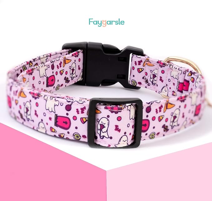 Faygarsle Fall Dog Collar - Adorable Ghost Pattern for Small, Medium & Large Dogs - Purple