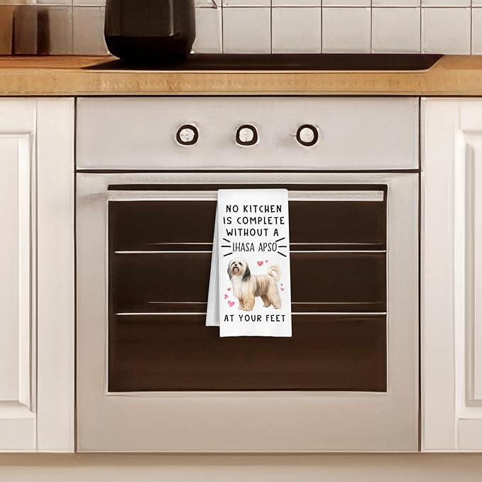 Funny Lhasa Apso Hand Towels for Kitchen Home Bathroom Decor, A Kitchen is Not Complete Without A Lhasa Apso Dish Towel, Dog Lovers Gift, 16×24 Inch