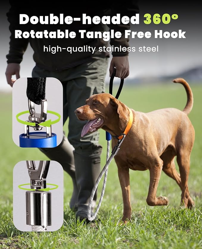 Light Up Dog Leash, LED Pet Leash for Night Walking,13 Lighting Modes, Rechargeable Dog Lights, Glow in The Dark Walking Leashes with Tangle-Free Hook for Medium Large Dogs - 4 Ft