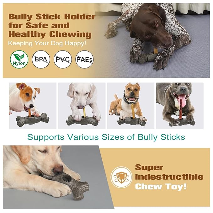 KADTC 2 in 1 Extra-Large Size Durable Dog Bully Stick Holder and Indestructible Chew Toy for Medium/Large Aggressive Chewers Breed Dogs