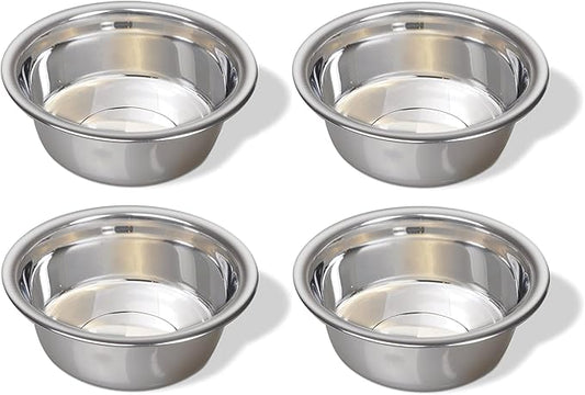Greendale - 4 Pack - 6.75 Cup Capacity - Stainless Steel Metal Dog Bowls - Perfect for Dog Food and Water. Wrong Size? Click to Look at Our Size Options.