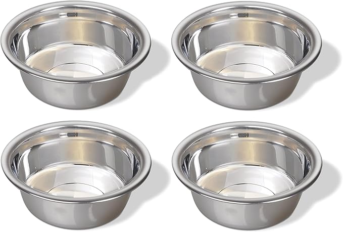 Greendale - 4 Pack - 10 Cup Capacity - Stainless Steel Metal Dog Bowls - Perfect for Dog Food and Water. Wrong Size? Click to Look at Our Size Options.