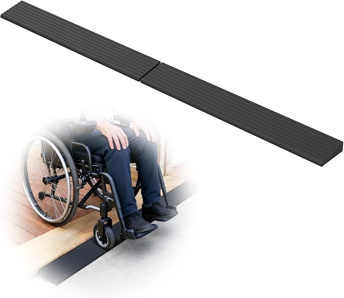 0.6" Rise Rubber Threshold Ramps for Doorways, 34" Wide Modular Wheelchair Ramp 2 PCS, Wheelchair Ramp, Access Ramps for Wheelchairs,Strollers,Sweepers,Bathrooms,Entryways,2000LBS Capacity