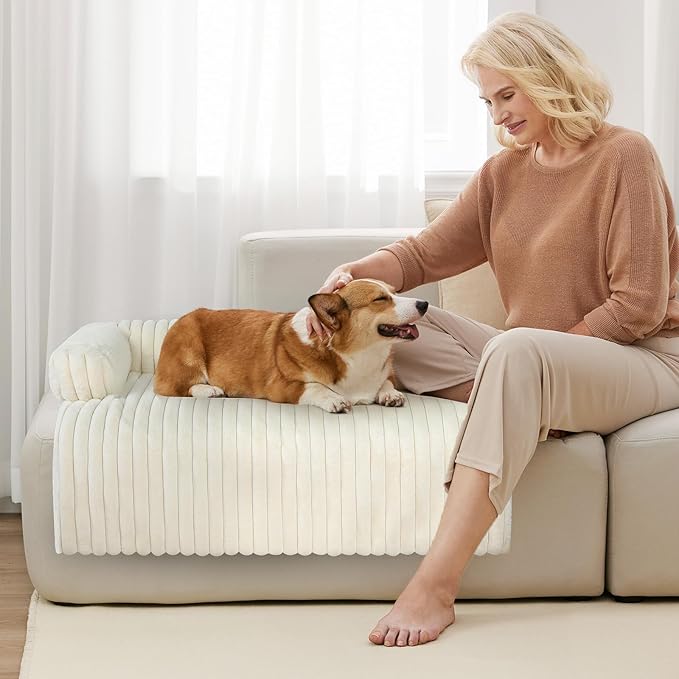 Wn's Day Luxurious Dog Couch Bed, Washable Calming Dog Couch Cover, Removable Couch Protector for Dogs, Waterproof Sofa Bed, Pet Bed Mats for Couch, Pet Couch Covers for Sofa(White, XXL)