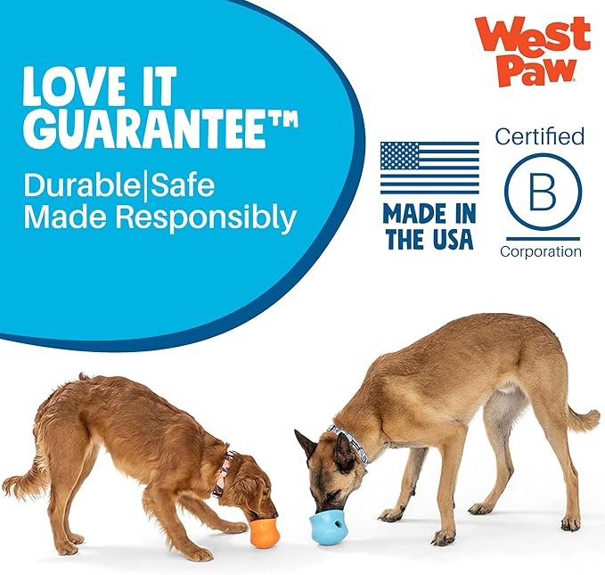 WEST PAW Zogoflex Toppl Interactive Treat Dispensing Puzzle Dog Toy for Mental Stimulation & Enrichment-Holds Kibble & Treats-Lickable, Freezable & Dishwasher Safe-Made in USA-XL-River Blue