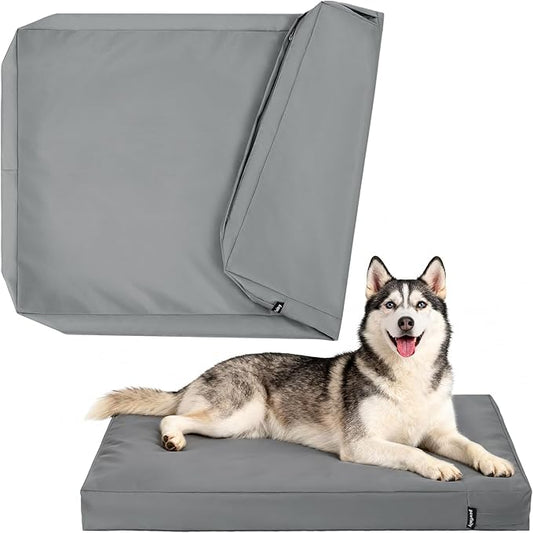 Waterproof Dog Bed Cover Replacement Washable, Easy to Clean, Pet Hair Resistant, Heavy Duty Oxford, Zipper Closure, Indoor/Outdoor Use, Fits 44 Inch Dog Crate - Extra Large XL - 44"x 32"x 3" - Grey