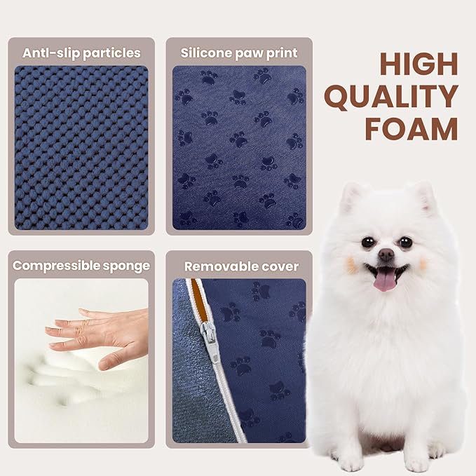 Dog Stairs for Small Dogs, High Density Foam Dog Steps, Extra Wide Non-Slip Pet Ramp for High Beds Or Couch, Soft Doggie Ladder for Dogs Injured, Older Pets, Small Cats