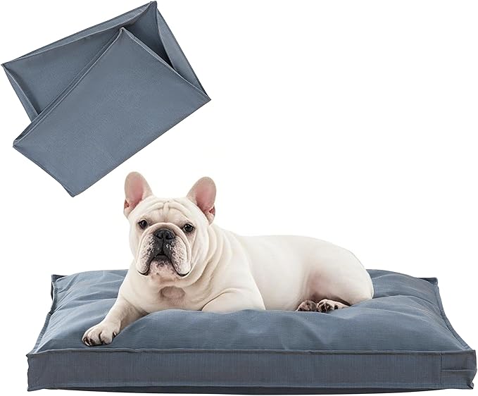 Dog Bed Covers Replacement Washable, Waterproof Dog Bed Cover with Zipper, 30Lx20Wx3H inch Durable Oxford Pet Bed Cover for Outdoor/Indoor Use, Cover Only, Blue-Gray