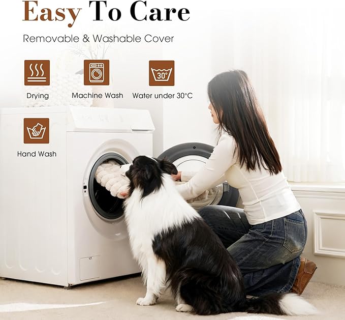 Extra Large Dog Bed for Crate, Orthopedic Dog Bed with Waterproof Lining, Soft Short Plush Surface & Egg Crate Foam, Machine Washable Pet Bed with Removable Cover & Anti Slip Bottom