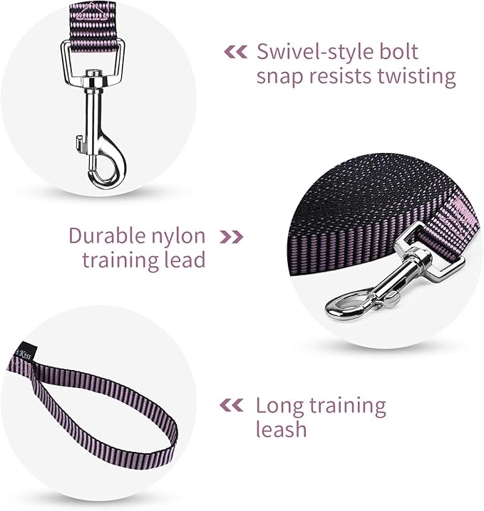 Hi Kiss Dog/Puppy Obedience Recall Training Agility Lead - 15ft 20ft 30ft 50ft 100ft Training Leash - Great for Training, Play, Camping, or Backyard(100ft,BL+PK)