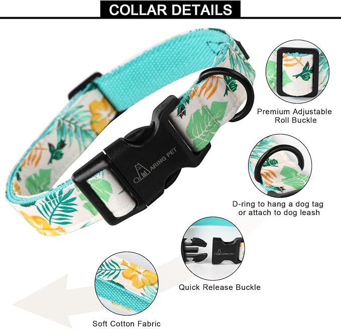 ARING PET Summer Dog Collar-Cute Dog Collar for Small Dogs, Adjustable Comfortable Cotton Dog Collars for Small Medium Large Dogs, X-Small