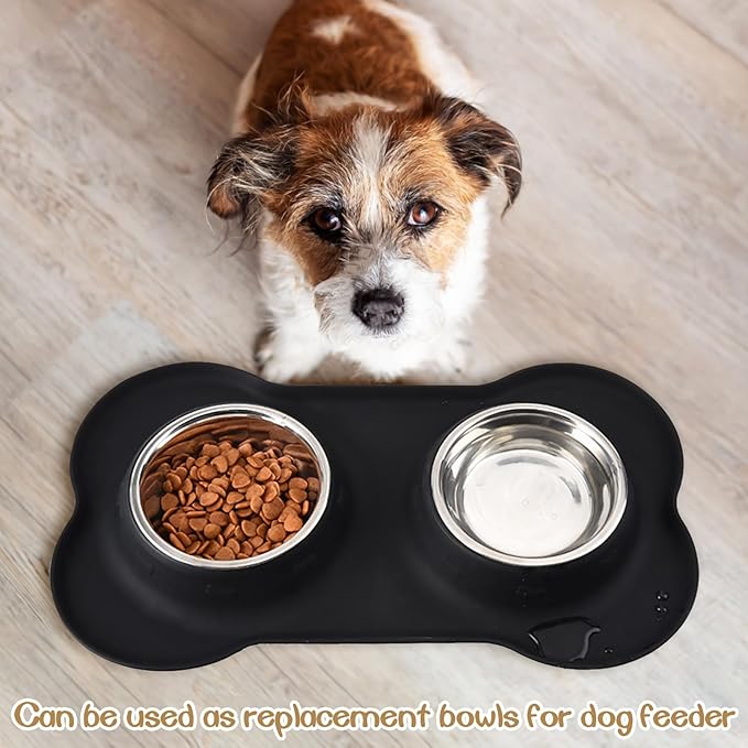 kathson 6 PCS Small Stainless Steel Dog Bowls, Replacement Metal Puppy Food Water Bowl Set Suit for Indoor Outdoor, Pet Feeding Dish for Small Animals Kitten, Dishwasher Safe (5.5 in)