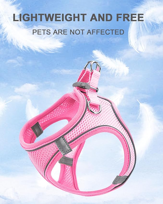 XS Red Soft Mesh Dog Harness and Leash Set,No Escape Puppy Harnesses for Training Walking竊?Reflective Adjustable Puppy Vest for Small Medium Dogs, Cats (Red, XS)