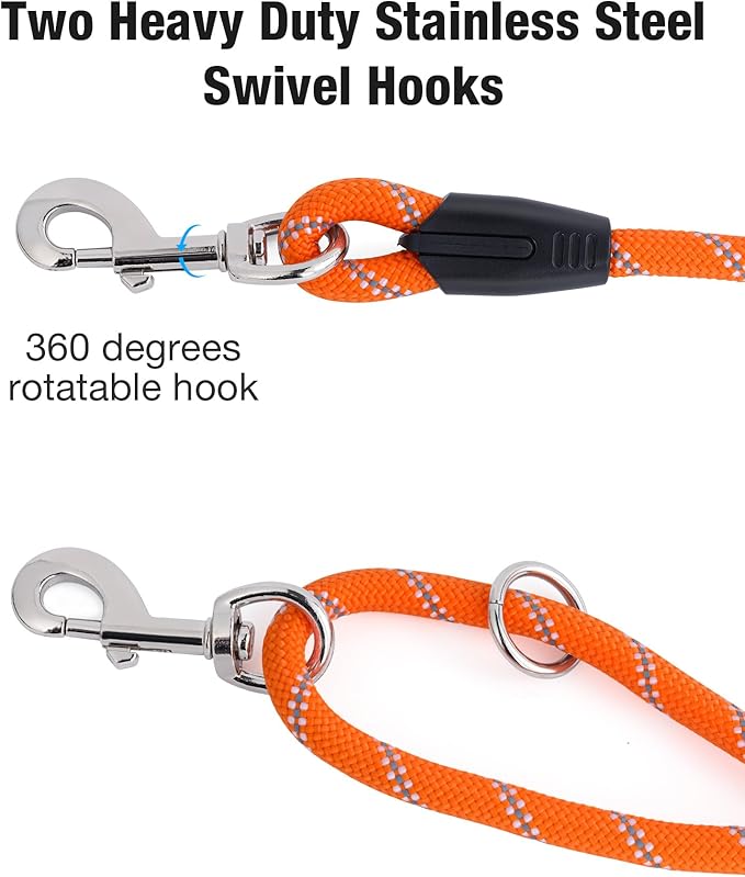 Long Dog Leash for Dog Training 20FT, Heavy Duty Dog Lead for Large Medium Small Dogs Outside Walking, Playing, Camping, or Yard,Orange