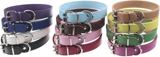 TenCloud Pet Collar Set of 12 or 16 Adjustable ID Collars Leather for Puppy Medium Large Breed Dogs Neck 6''~18'' (L(Neck:13"~18"))