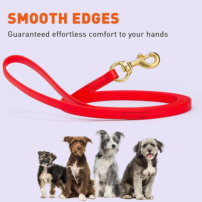 Viper Biothane K9 Working Dog Leash Waterproof Lead for Tracking Training Schutzhund Odor-Proof Long Line with Solid Brass Snap for Puppy Medium and Large Dogs, 33ft Cherry Red