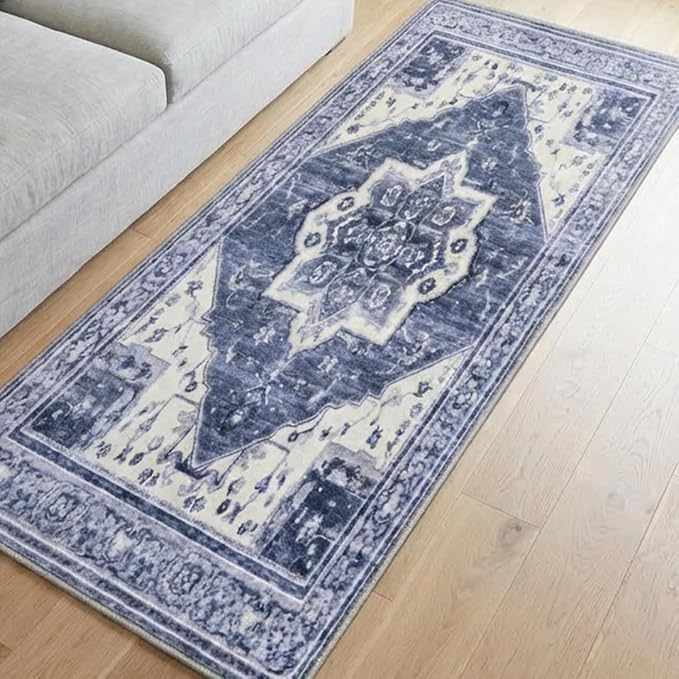 Muddy Mat짰 Admiral 2ft x 10ft Washable Area Rugs for Living Room, Bedroom & Dining Room ??Modern Soft Low Pile Non Slip Carpet ??Pet Friendly Waterproof Foldable Rugs for Home