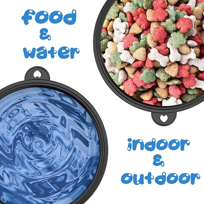 2 Pack Collapsible Dog Bowl Travel Portable Pet Bowls [34oz,1000ml],Expandable Foldable Food Water Feeding Dishes for Traveling Hiking Walking,with Carabiners [Green,Blue]