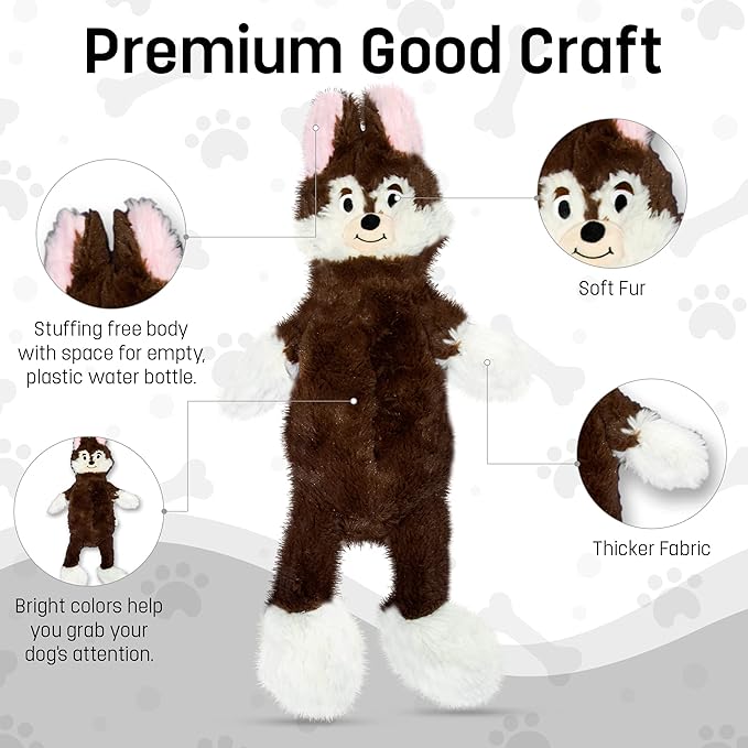FGA MARKETPLACE Pack of 7 Flat NO Stuffing NO Squeak Plush Dog Toys, Funny Style Will Entertain Your Pet for Hours, Recommended for Small and Medium Dog 21 INCH Long
