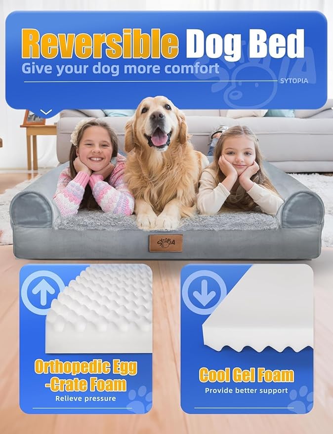 Sytopia Washable Orthopedic Dog Beds, Chew Proof Dog Crate Pad, Orthopedic Tough Washable 42" Pet Mats for Large Pets, Waterproof and Anti-Slip Bottom – XL