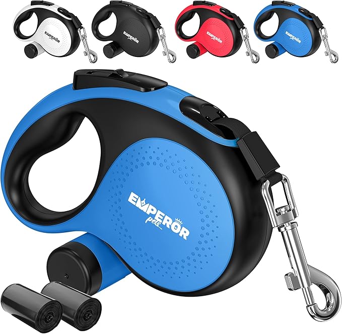 Emperor Pets 26 ft Retractable Dog Leash Blue - Heavy Duty Retractable Pet Leash with Anti-Slip Grip for Medium to Large Dogs up to 110 lbs -Aura BL26