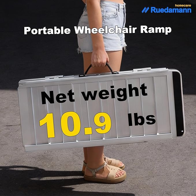 Ruedamann 2 Feet X 30.3" Portable Wheelchair Ramp, Ramps for Wheelchairs for Home with Handle, Wheel chair Ramps for Home Steps, Doorways, Entry, Stairs, Curbs, Porch, Scooters, warehouse trolley cart