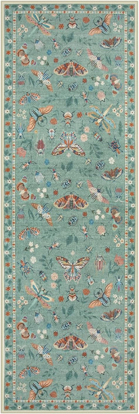 Lahome Insect Washable Runner Rug, 2x6 Kitchen Runners for Hallways 6 Feet Non Slip, Soft Laundry Room Rug Ultra-Thin Long Carpet for Bathroom Bedroom Entryway, Green