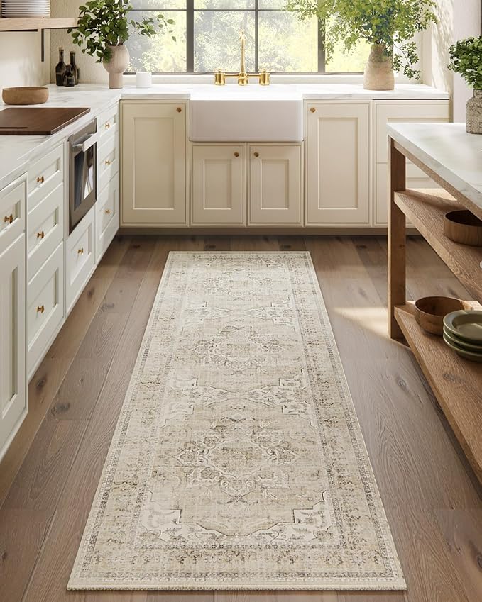 Machine Washable Runners Rug for Hallway: 2'6"x8' Kitchen Runner Rugs with Rubber Backing Non Slip Stain Resistant Boho Floor Rug Soft Carpet Runners for Indoor Entryway Bedroom Kitchen Farmhouse