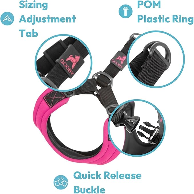 Gooby, Dog Harness, Sporty, Large, Red - Escape Free Sport Harness with Patented Neoprene Technology, 4-Point Adjustment, No Choke, Perfect for Small Dogs No Pull