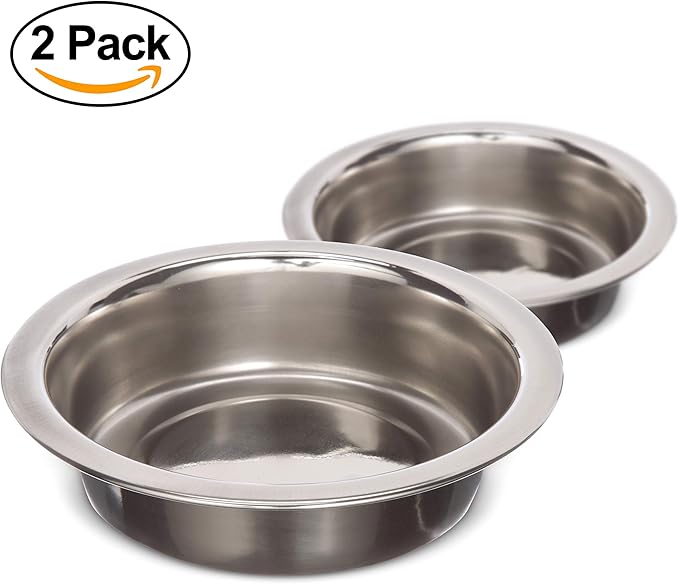 Neater Pet Brands 1 Cup (8 oz.) Shallow Stainless Steel Cat Bowls, Set of 2 Neater Feeder Replacement Bowls (Express & Deluxe), Metal Cat Dishes for Food and Water, Whisker Friendly, Dishwasher Safe